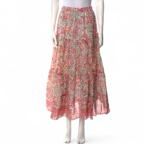 Cara Cara Dresses & Skirts - Cara Cara Paisley Print  Midi Skirt Beige/red Size S Small